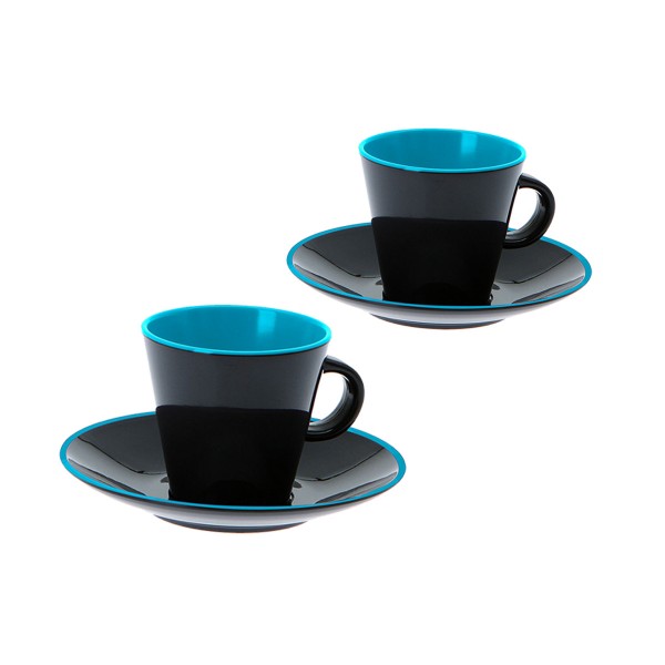 GIMEX GreyLine "grau-blau" - Espresso Set 2 Personen - bruchfestes Melamin Campinggeschirr