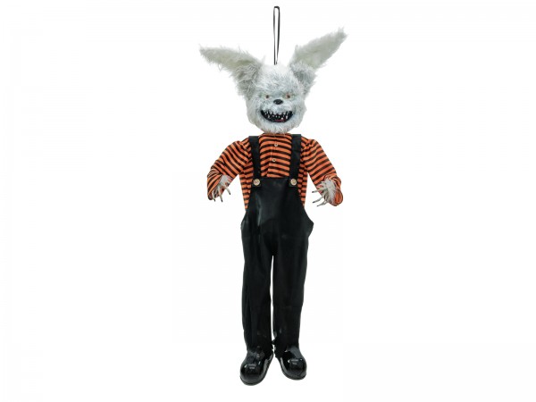 Zappelnder Horrorhase - Halloween Figur zum Hängen - 140x30x15cm - Akustiksensor - Licht, Geräusche