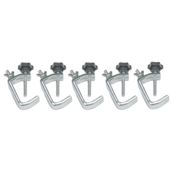 Party Clamp Set silber (5 Stück) - kompakter Haken für kleine Effekte und Scheinwerfer - bis 5kg