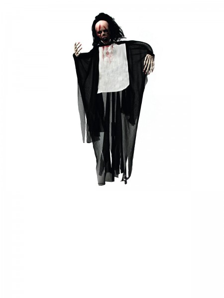 Crazy Ghost - animierte Halloween Figur 95cm - Bewegung, blinkende Augen + Geräusche - zum Hängen