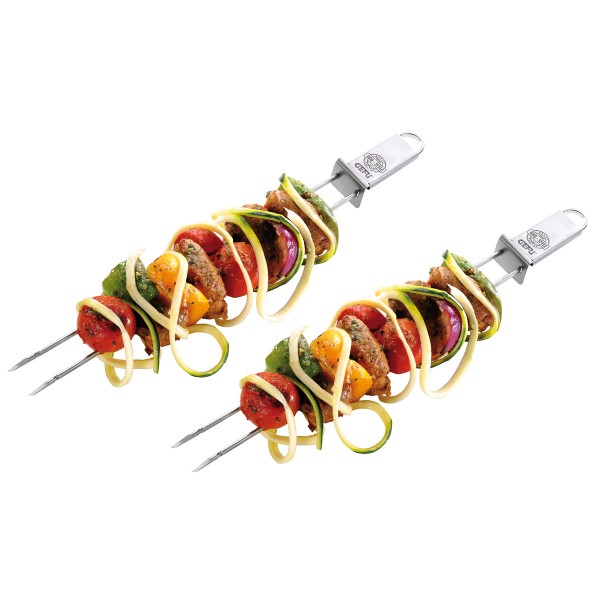 Grillspieße TWIN-Pieks - 2 Stück - Edelstahl - 32cm - Spieße mit Abstreifer