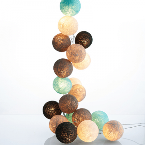 good moods* NATURTREU - Ball-Lichterkette mit 35 Stoffkugeln - 35 warmweiße LEDs - Geschenkkarton