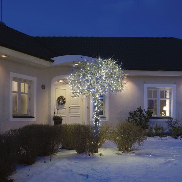 LED Microlichterkette - Outdoor - 6,24m - 40 x Hellweiß - schwarzes Kabel -10m Zuleitung - Trafo