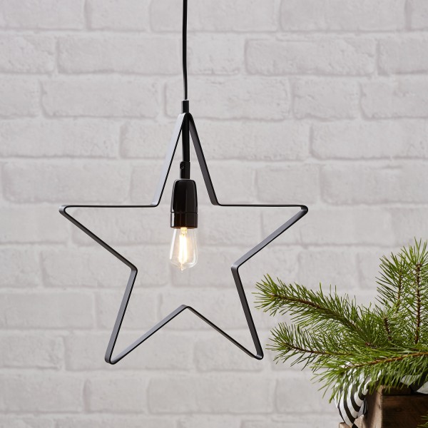 LED Hängestern - Metallstern - Dekoleuchte - 5-zackig - D: 33cm - inkl. E14 Leuchtmittel - schwarz