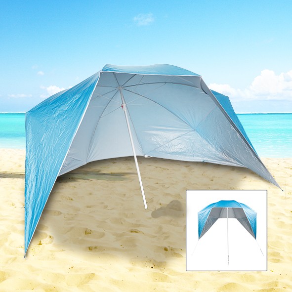 Strand Sonnenschirm mit Seitenteilen - Windschutz 240 x 233cm - UV 50+