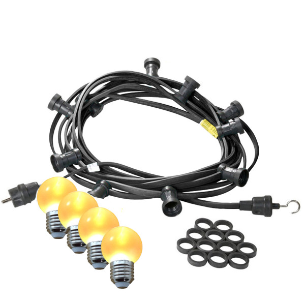 Illu-/Partylichterkette 50m - Außenlichterkette - Made in Germany - 50 ultra-warmweiße LED Kugeln