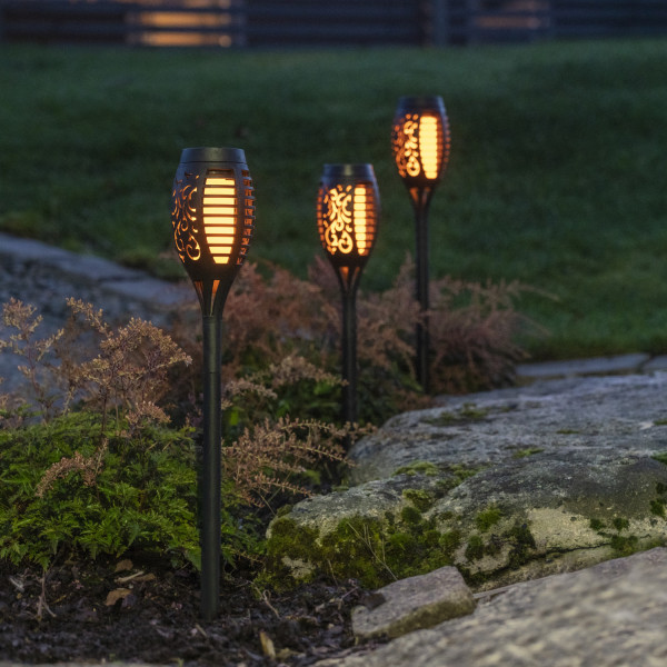 LED Solar Fackel FLAME - Gartenfackel - simulierter Flammeneffekt - H: 40cm - Lichtsensor - 4 Stück