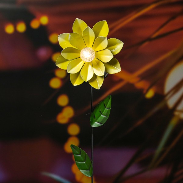 LED Solar Gartenstecker Blume - Blumenstecker - warmweiße LED - H: 49,5cm - Lichtsensor - gelb