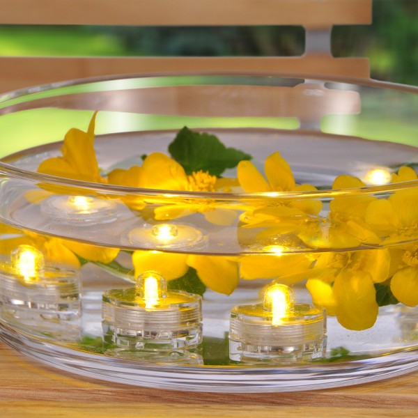 LED Teelichter in Blütenform - warmweiße flackernde LED - wasserdicht - Batteriebetrieb - 12er Set