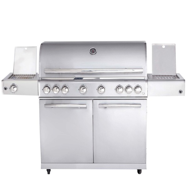 CHEF XL Paket H- Basis silber, 6 Brenner, Backburner, Seitenkocher, Steakzone, Grillplatte, AIR SYSY