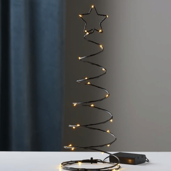 LED-Dekoleuchte "Dizzytree" - 30 warmweiße LEDs - H: 40cm - Batteriebetrieb - Metall - schwarz
