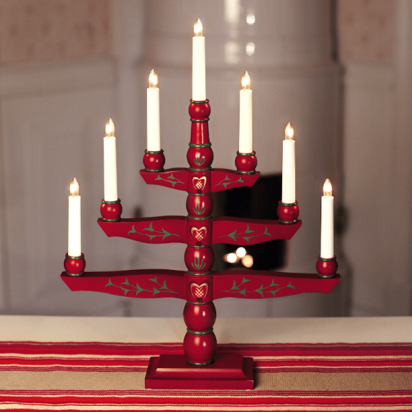 Kerzenleuchter "Trapp" - 5 Arme - warmweiße Glühlampen - H: 46cm, L: 24cm - Schalter - Grau