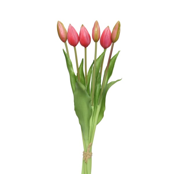 Tulpenbund mit 6 Blüten - Kunstblumen - H: 40cm - rosa