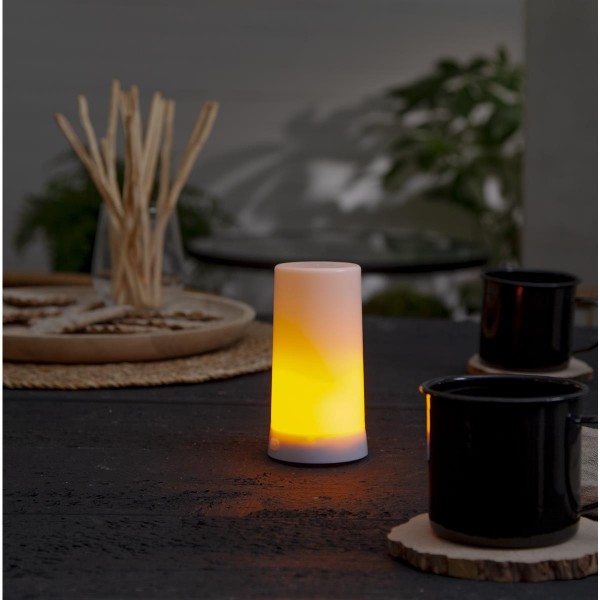 LED Windlicht Kerze DINER Extra - 96 gelbe LED - bewegliche Flamme - H: 13cm - wiederaufladbar - USB