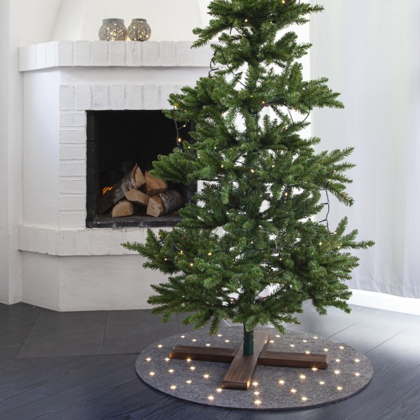 LED Weihnachtsbaumdecke - Baumteppich - Filz - 48 warmweiße LED - D: 80cm - für Innen - grau