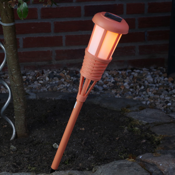 LED Solar Fackel FLAME - Gartenfackel - simulierter Flammeneffekt - H: 61cm - Lichtsensor - orange