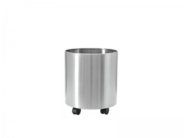 Übertopf Pflanztopf Edelstahl 30cm - inklusive Rollwagen und Untersetzer