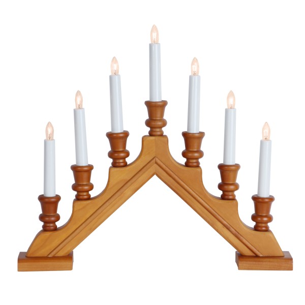 Fensterleuchter Sara - Weihnachtsleuchter - 7 Glühlampen - L: 43cm - Holz - Schalter - braun