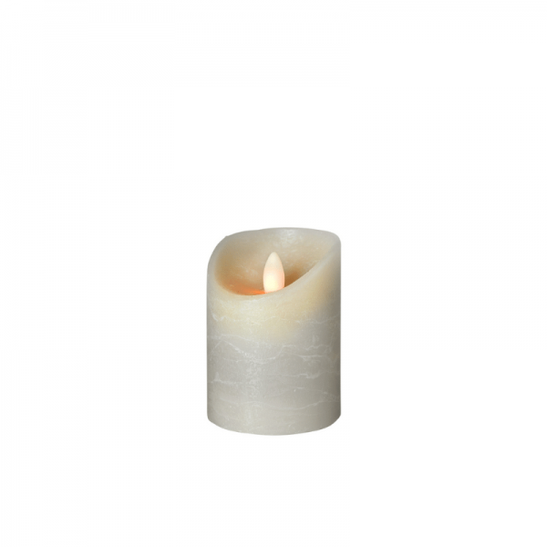 SOMPEX LED Wachskerze SHINE | grau | gefrostet | D: 7,5cm H: 10cm | fernbedienbar | Timer