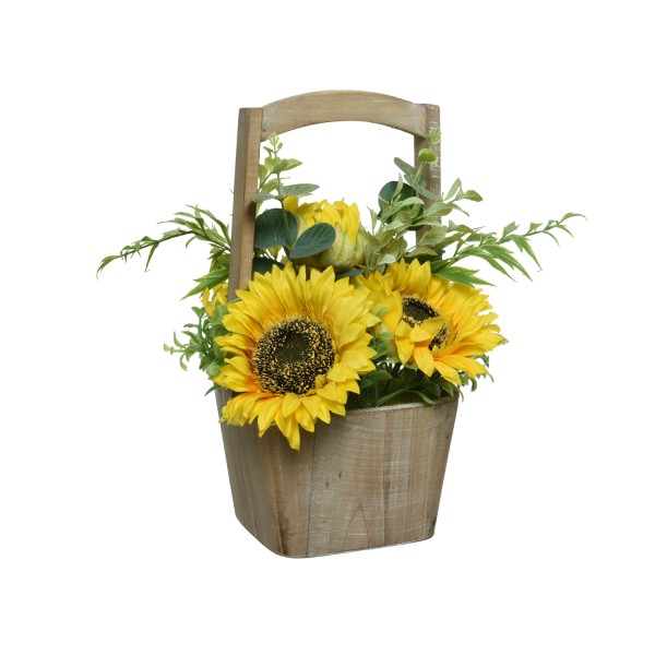 Sonnenblumen im Topf - Kunstblumen - Dekoblumen - H: 31cm - gelb