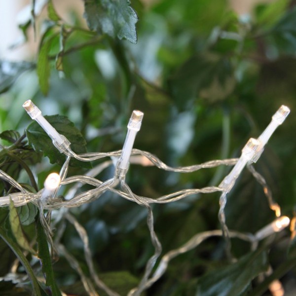 LED Lichterkette - 20 warmweiße LED - Batteriebetrieb - Timer - L: 3m - transp. Kabel - für Außen