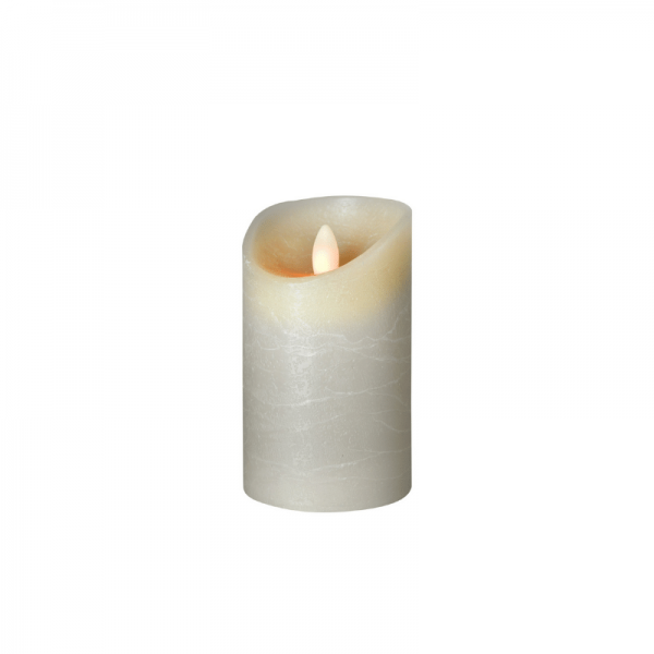 SOMPEX LED Wachskerze SHINE | grau | gefrostet | D: 7,5cm H: 12,5cm | fernbedienbar | Timer
