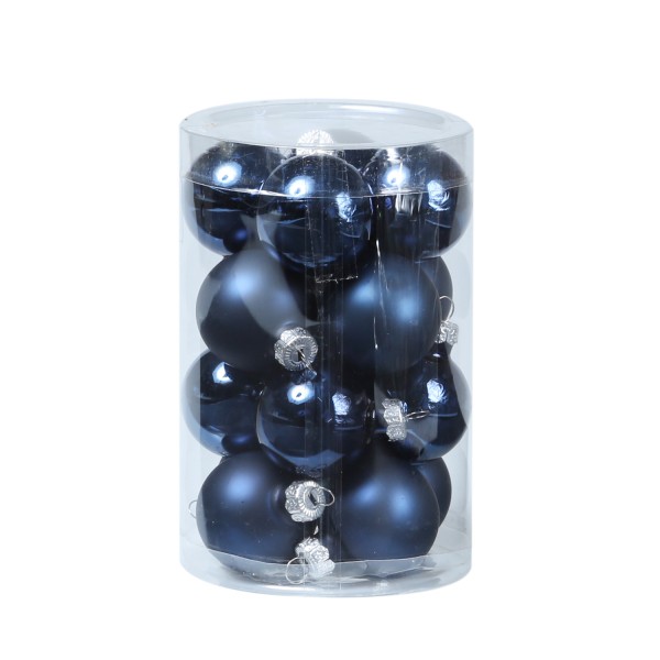 Christbaumkugel - Weihnachtsbaumkugel - Glas - D: 3,5cm - glänzend und matt - dunkelblau - 16er Set