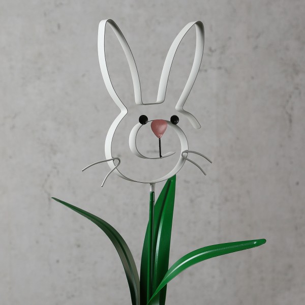 Gartenstecker Hase BUNNY - Osterhase - Gartendekoration - H: 61,5cm - grau