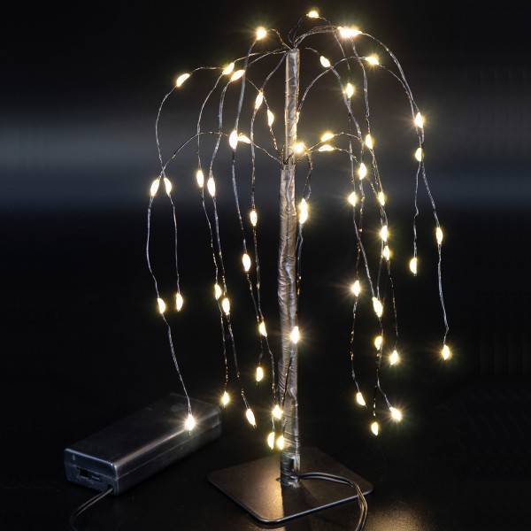 LED Baum Mini - Weidenbaum - Dekoleuchte - 60 warmweiße LED - Batteriebetrieb - schwarz