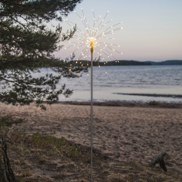 LED Dekostab FEUERWERK - H: 110cm - 160 kleine daylight LED - inkl. Trafo - outdoor - silber