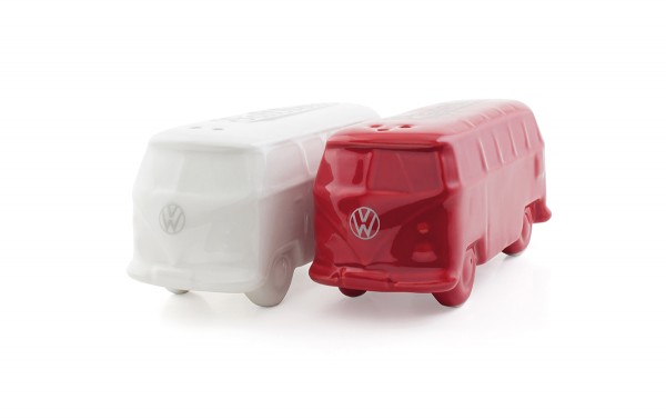 VW Collection Salz & Pfeffer Bus - rot / weiß - in Geschenkbox - Keramik im VW Bulli Format