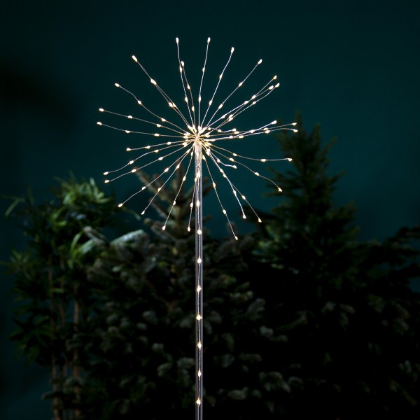 LED Dekostab FEUERWERK - H: 100cm - 152 warmweiße LED - Batteriebetrieb - 8 Funktionen - outdoor