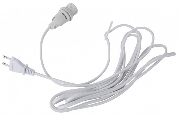 Lampenhalterung für Leuchtsterne | E14 | Textilummanteltes Kabel | 3,50m | Weißes Kabel