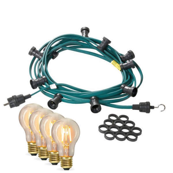 Illu-/Partylichterkette 20m | Außenlichterkette | Made in Germany | 20 x Edison LED Filamentlampen