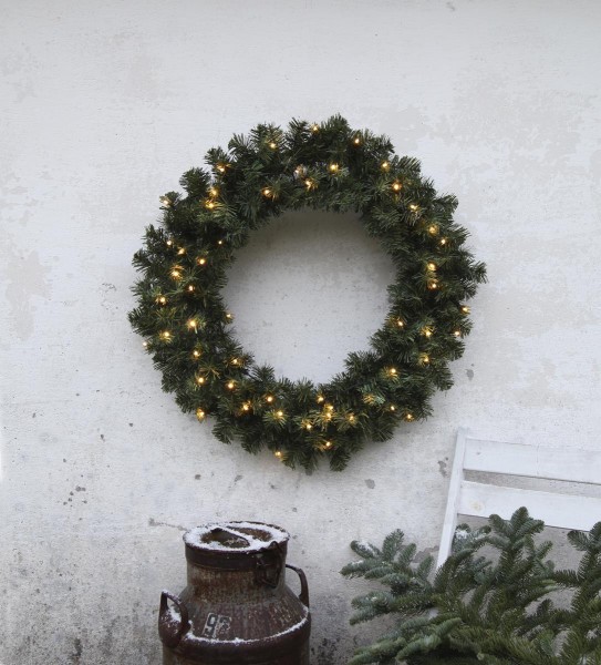 LED-Tannenkranz "Ottawa" - 50 warmweiße lEDs - D; 70cm - outdoor - Trafo 