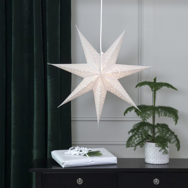 Papierstern Blinka - hängend - 7-zackig - D: 60 cm - weiß