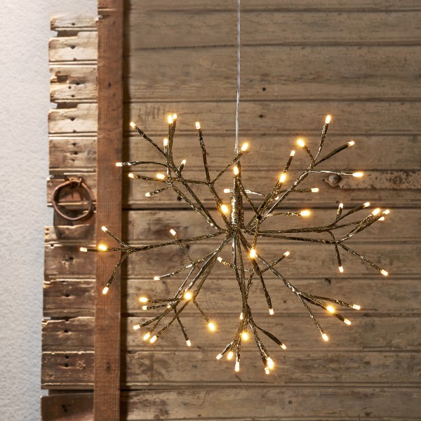 3D LED Stern Feuerwerk - hängend - D: 40cm - 64 warmweiße LED - outdoor - goldfarben