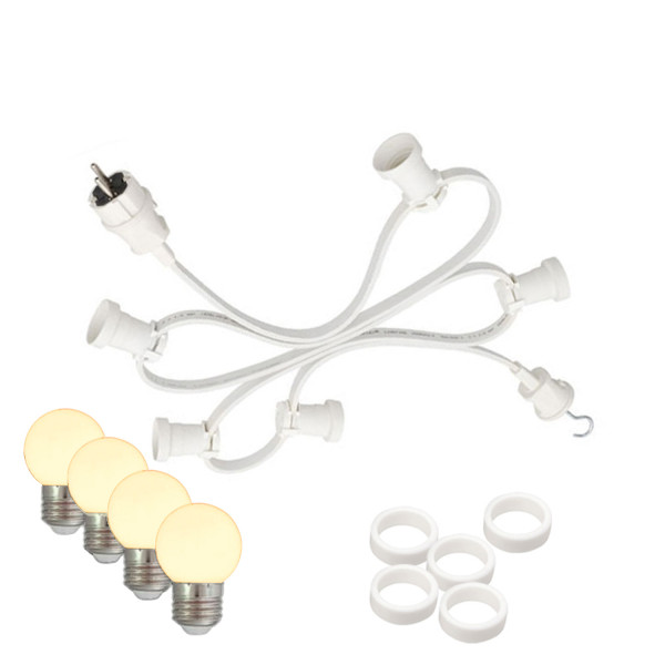 Illu-/Partylichterkette 30m - Außenlichterkette weiß -Made in Germany - 50 warmweiße LED Kugellampen