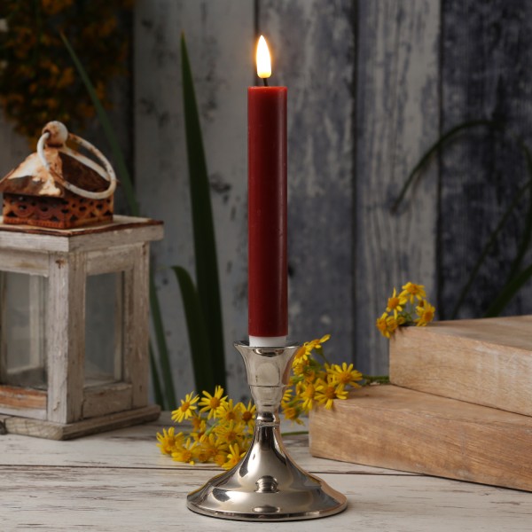 Stabkerzenhalter - Kerzenständer - Metall - H: 9,5cm - D: 9cm - silber