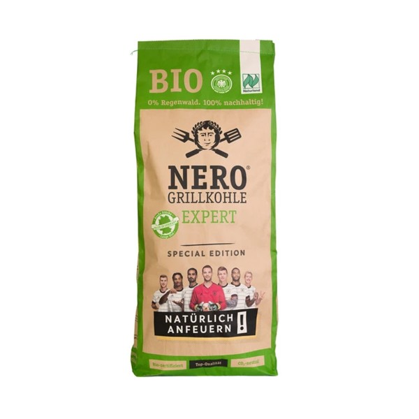 NERO BIO Grill-Holzkohle - 8 kg Sack - Garantiert ohne Tropenholz - Holz aus Deutschland