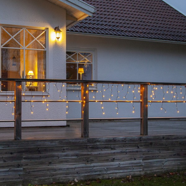 LED Lichtvorhang - Eisregen - GOLDEN LED Serie - 240 ultra warmweiße LED - L: 5,9m, H: 55cm - Außen