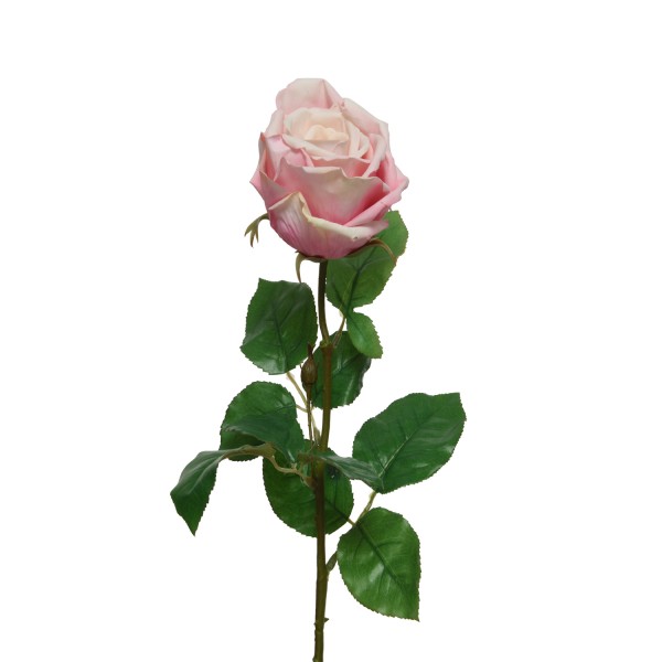 Rose am Stiel - Kunstblume - Real Touch Oberfläche - H: 68cm - rosa