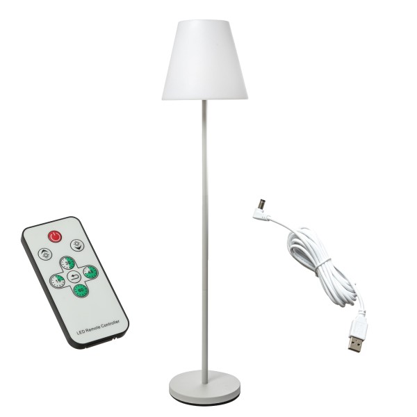 LED Garten Stehlampe - 4 Helligkeitsstufen - 2 Höhen - H: 150cm - wiederaufladbar per USB