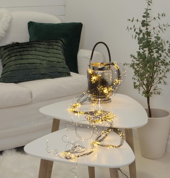LED-Lichterbouquet "Dew Drops" 360 x WW LEDs - 23 schwarze Drähte - 2m - inkl. Trafo