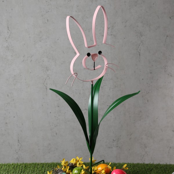 Gartenstecker Hase BUNNY - Osterhase - Gartendekoration - H: 61,5cm - rosa