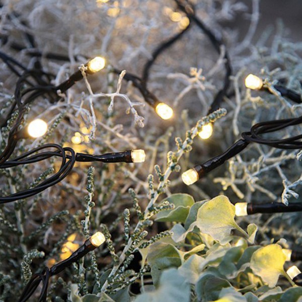 LED Lichtvorhang - Eisregen - Serie LED - 144 warmweiße LED - L: 4m H:40cm - schwarzes Kabel - Außen