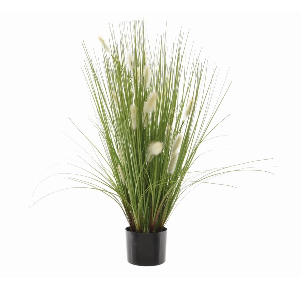 Blühendes Fuchsschwanzgras im Topf - Kunstpflanze - Ziegras - H: 50cm - grün/weiß