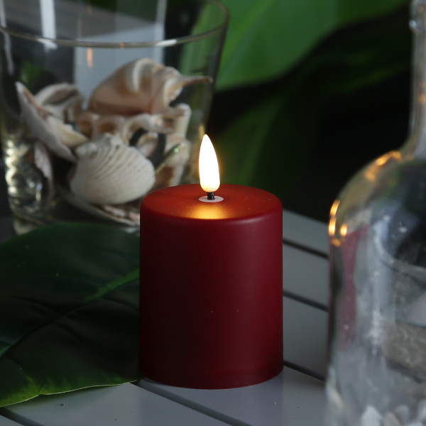 LED Mini Kerzen/Grabkerzen - H: 10cm/D: 6,1cm - Timer/Sensor - für Innen/Außen - bis 1200h - 2er Set