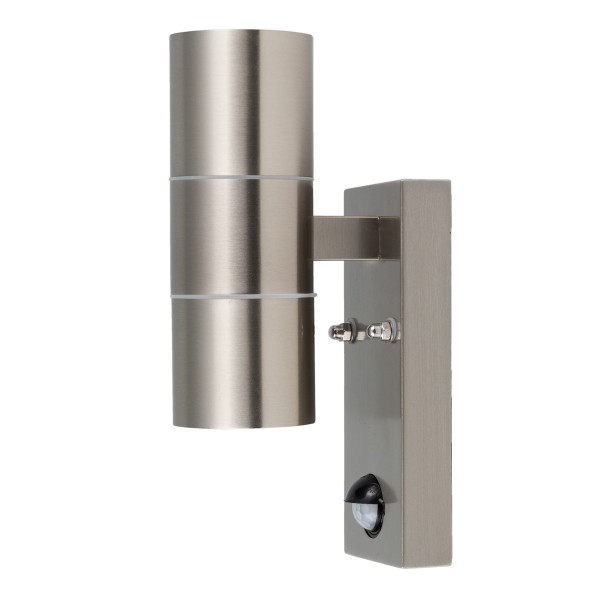 Wandleuchte GRENADA Sensor - GU10 - Edelstahl - 220x115mm - unten/oben- integrierter Bewegungsmelder