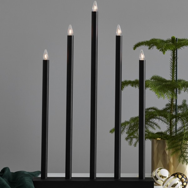 Fensterleuchter Holy - Kerzenleuchter - 5flammig - warmweiße Glühlampen - H: 64cm - schwarz